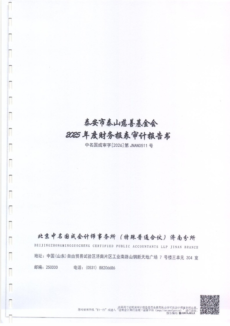 泰山慈善基金会2025年审计报告
