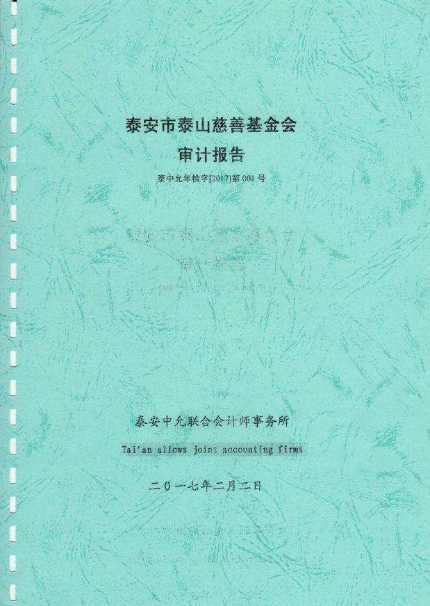 泰山慈善基金会2016年度审计报告