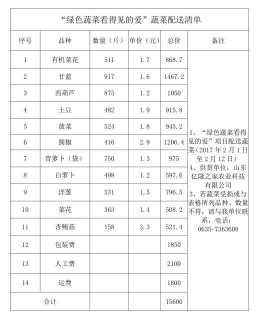 绿色蔬菜看的见的爱项目2017年度总结报告(图3)