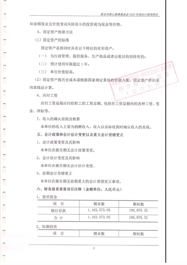 泰山慈善基金会2022年度财务报表审计报告(图10)