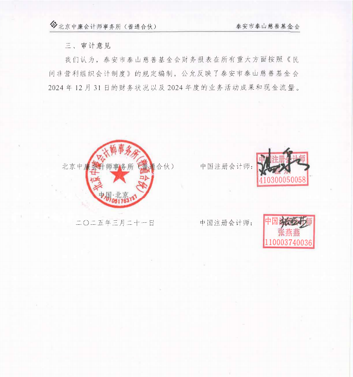 泰山慈善基金会2024年审计报告(图3)