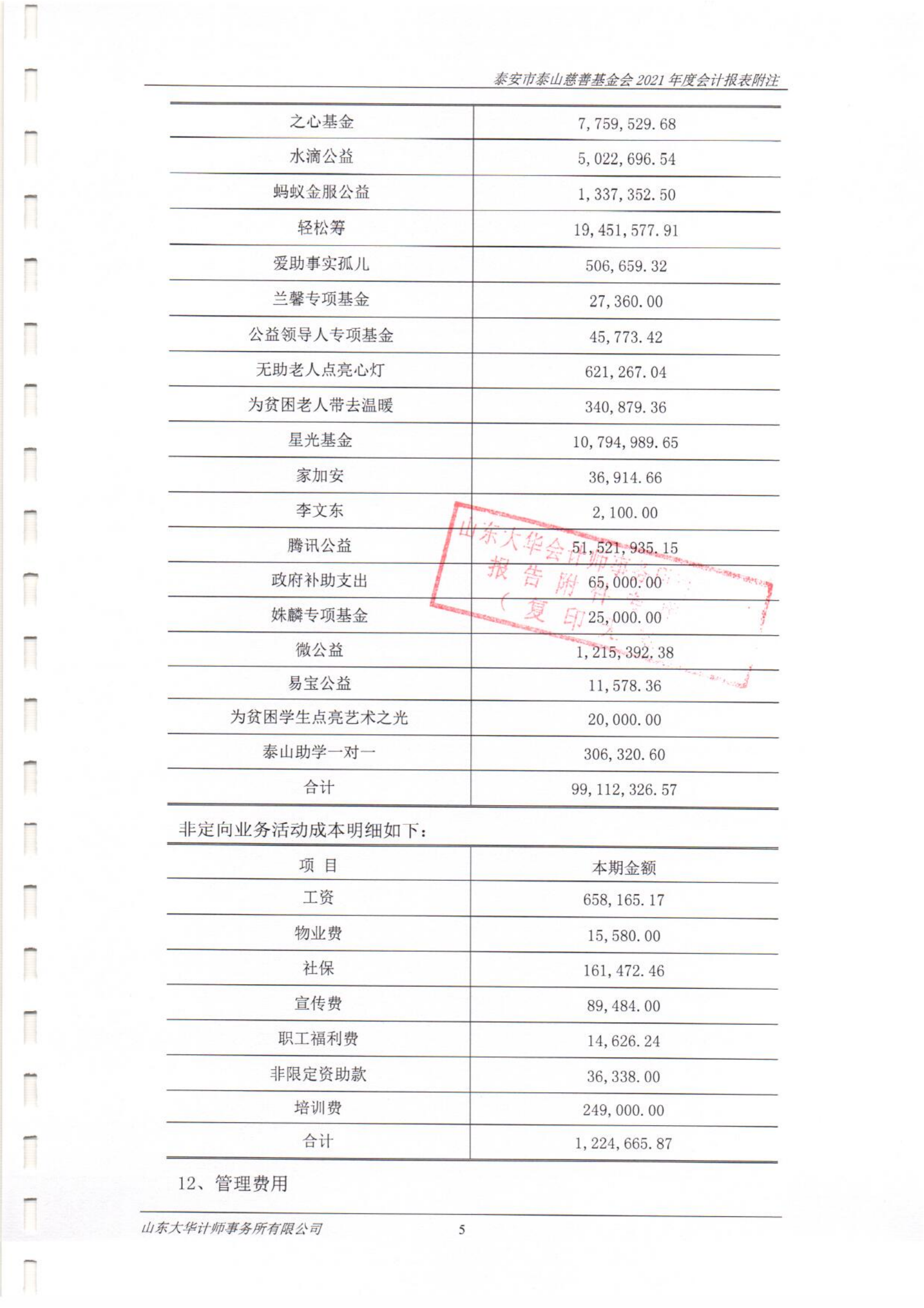 泰山慈善基金会2021年度审计报告(图12)