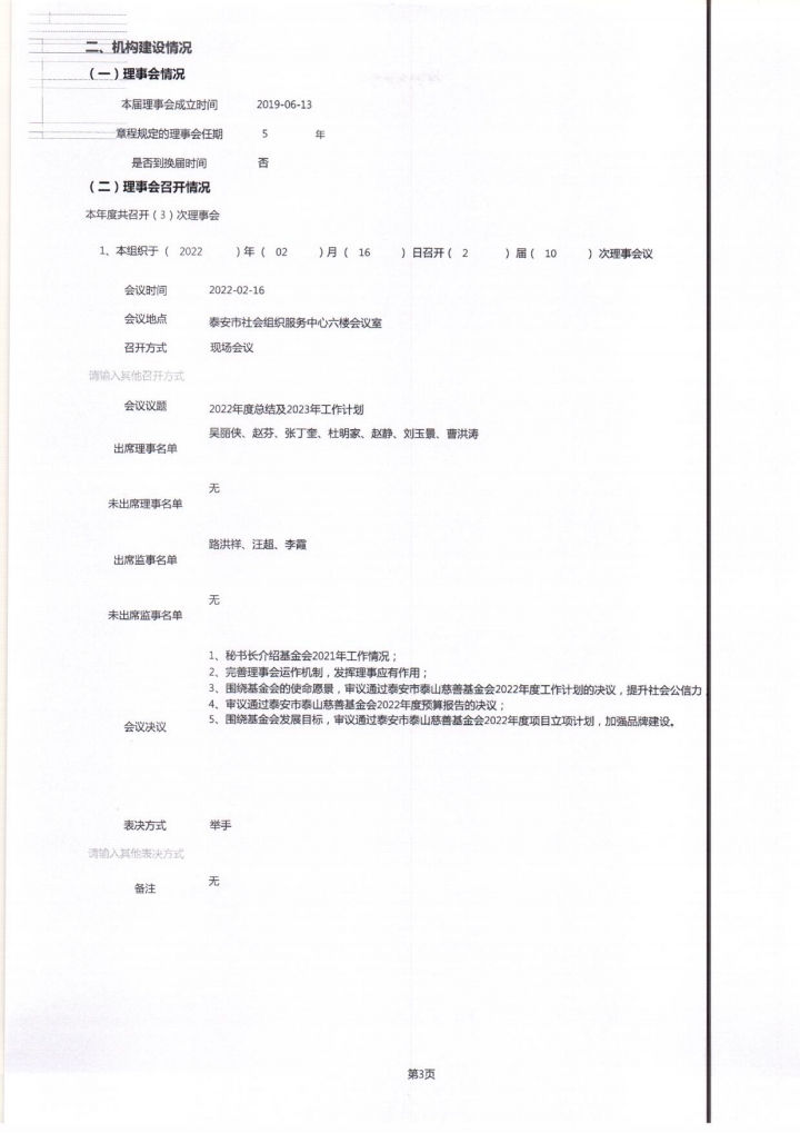 2022年泰山慈善基金会工作报告(图2)